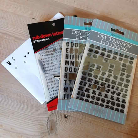 Photo of free pack of alphabet/stencils/letter transfers/protractors etc (Fords Farm RG31) #1