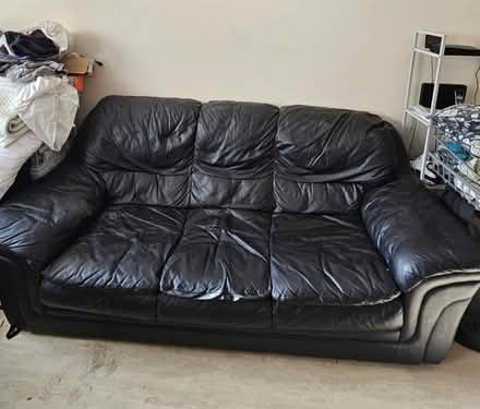 Photo of free black leather 3-seater sofa (Shooters hill SE18) #1