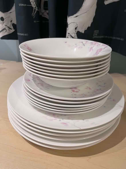 Photo of free 19 items fine bone china dinner set plates Linea blossom sak (Hale End IG8) #1