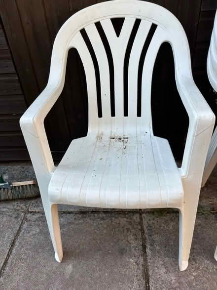 Photo of free Plastic garden chairs, white (Shaldon TQ14) #1
