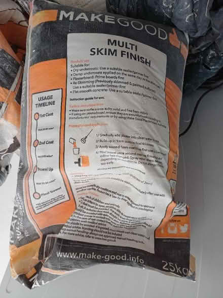 Photo of free 25kg bags plaster, one unopened (Leeds LS13) #1