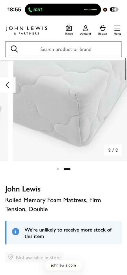 Photo of free John Lewis Rolled Memory Foam Mattress. Double Sized (East Croydon CR0) #2