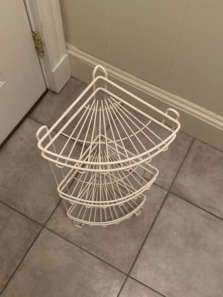 Photo of free Three-tier white wire corner shelf (Union Square/Prospect Hill) #2