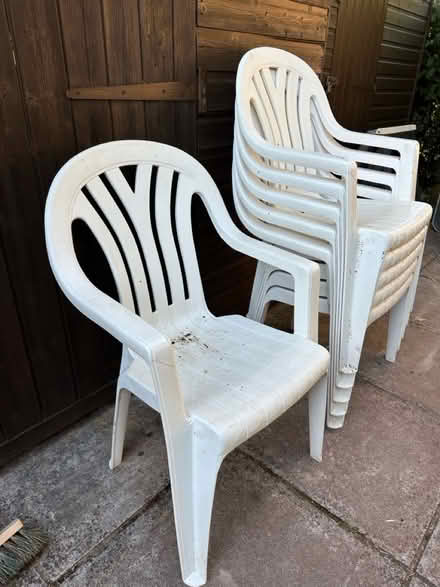 Photo of free Plastic garden chairs, white (Shaldon TQ14) #2
