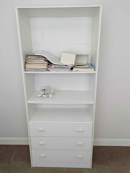 Photo of free Tall white shelf/drawer unit (North Harpenden AL5) #1