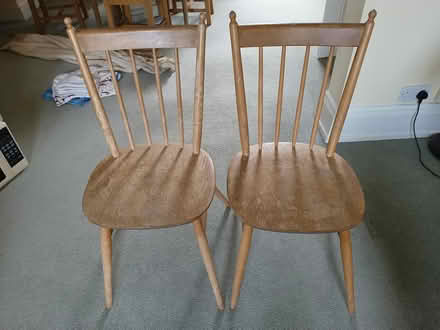 Photo of free Pair of wooden 'kitchen' chairs (Wellingborough NN8 5) #1