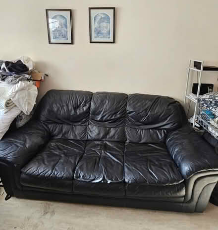 Photo of free black leather 3-seater sofa (Shooters hill SE18) #2