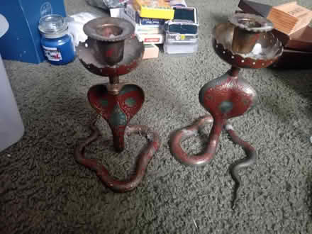Photo of free Two brass snake candlestick holders (Kempston MK42) #1