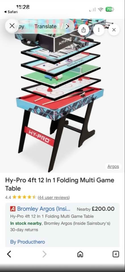 Photo of free Hy-Pro 4ft 12 In 1 fold.Multi Game (SW20) #3
