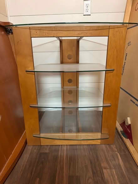 Photo of free Glass and wood tv stand (Morristown Springbrook) #1