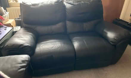 Photo of free Dark Navy Blue Leather Recline Sofa (Bensham NE8) #1