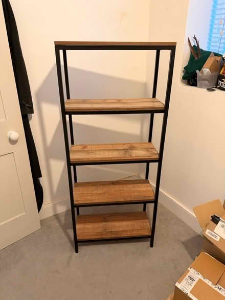 Photo of free Tall wood shelving unit (Blackheath) #1