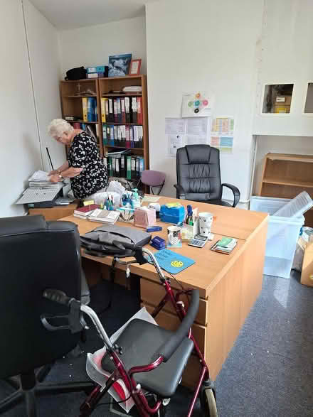 Photo of free 2 desks, 2 bookcases, 4 chairs (N1 0DH) #1