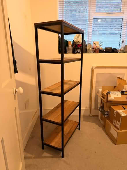 Photo of free Tall wood shelving unit (Blackheath) #2