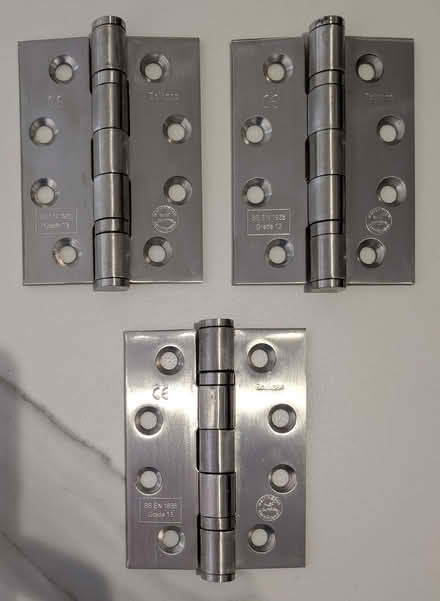Photo of free 3 Eclipse Satin Chrome Heavy Duty Fire Rated Door Hinges (Wokingham RG40) #1