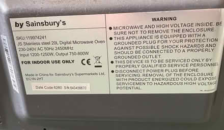 Photo of free Microwave 20L 800w Sainsbury’s 4 photos (St Julians AL1) #2