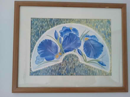 Photo of free Painting of blue flowers on fan (Wellingborough NN8 5) #1