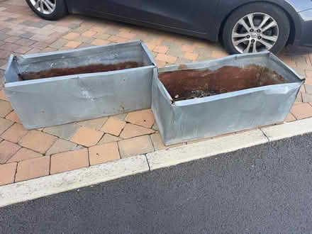 Photo of free Pair of Galvanised Metal Garden Planters (Wigan M28) #2