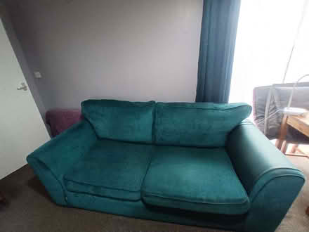 Photo of free Teal chenille sofa (Crookhill NE40) #1