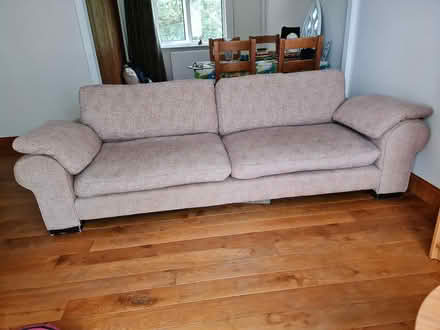 Photo of free Sofa --beige fabric, long, low and deep seating design (East Chesterton Ward CB4) #3
