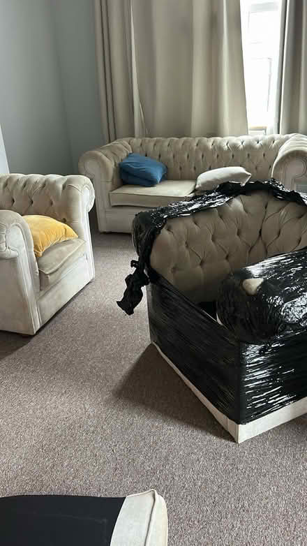 Photo of free 3 seater sofa and 2 arm chairs (Surbiton, Surrey) #1