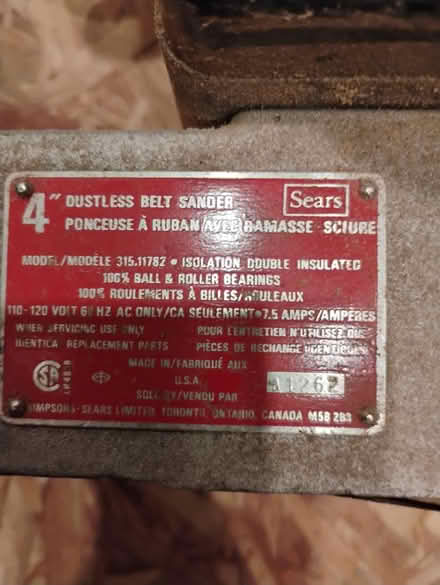 Photo of free Used belt sander (Richmond Hill) #2