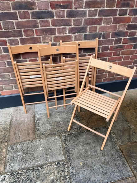 Photo of free IKEA fold up wooden chairs x4 (Rowtown, Addlestone KT15) #1