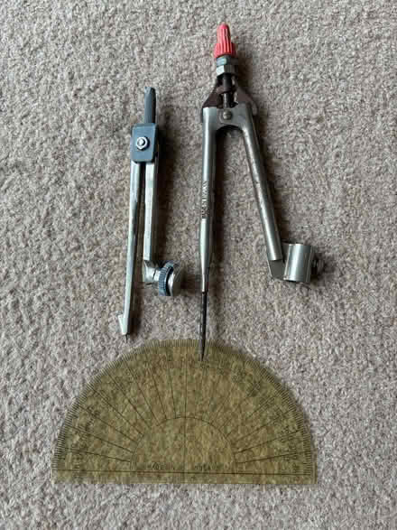 Photo of free School geometry compasses and protractor (Great Boughton CH3) #1