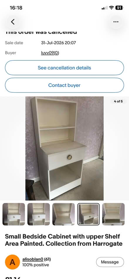 Photo of free Bedside cabinet with over shelf (Harrogate HG2) #2