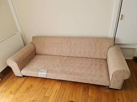 Photo of free Sofa --beige fabric, long, low and deep seating design (East Chesterton Ward CB4) #4