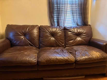 Photo of free Brown genuine leather couch (Wakefield, Bronx) #1