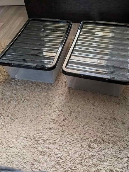 Photo of free 2 plastic storage boxes (Freehold LA1) #1