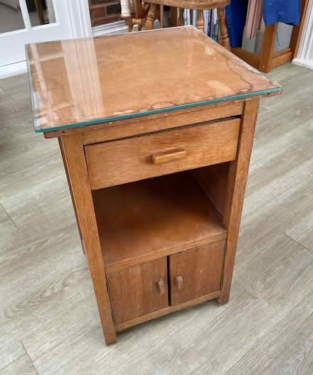Photo of free Small bedside cupboard with a glass top (The Highlands TN39) #2