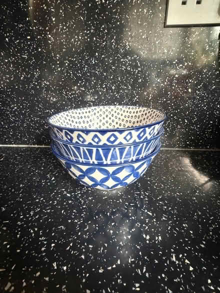 Photo of free 3 blue and white bowls (Plumstead SE18) #2