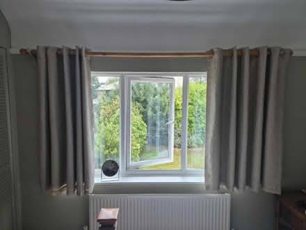 Photo of free Beige / Gold Dunelm Curtains 137cm drop x 168cm width (Heswall CH60) #1