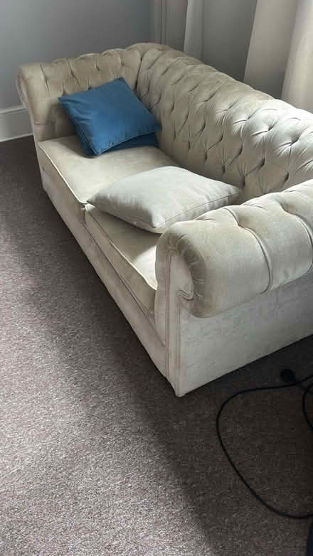 Photo of free Silver 3 seater sofa with 2 arm chairs. Single door cupboard (Surbiton KT6) #1