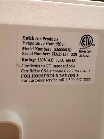 Photo of free Essick AirCare Humidifier (Pelham Parkway, Bronx) #2