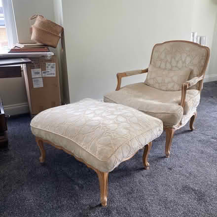 Photo of free Vintage Cream Armchair & footstool (se22) #1