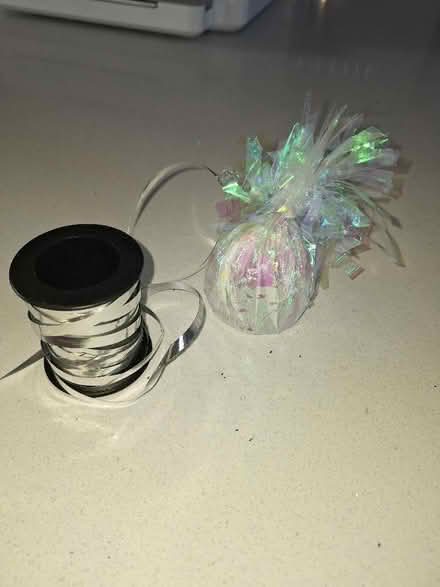 Photo of free Balloon weight & silver ribbon (Malvern Link WR14) #1