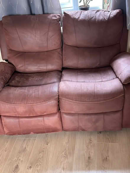 Photo of free Brown suede effect recliner 2 seater settee (Tillingham CM0) #1