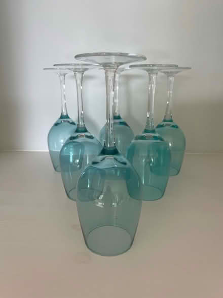 Photo of free Set of 6 wine glasses teal blue (Thurnby Leicester LE7) #1