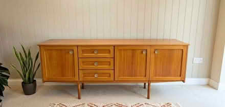 Photo of Vintage 1960/70s teak long sideboard credenza on legs (Moulsham CM2) #1