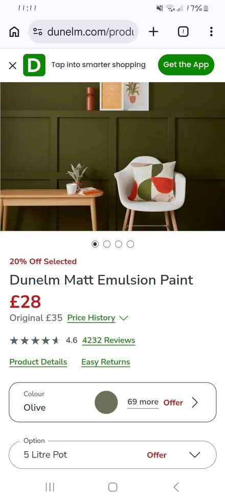 Photo of free Dunelm 5l matt emulsion paint (Pickersleigh WR14) #1
