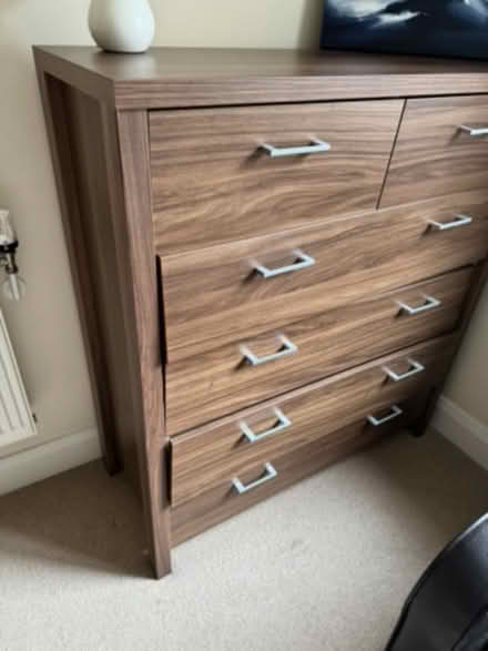 Photo of free Wooden-effect chest of drawers with 6 drawers and silver han (South Bermondsey SE16) #2