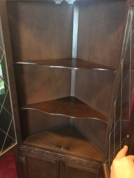 Photo of free Dark wood corner display unit (Romsey CB1) #2