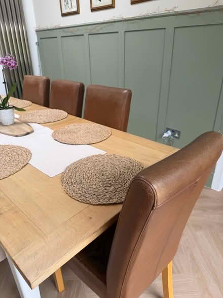Photo of free Set of 8 brown leather dining chairs (Overton WA6) #2