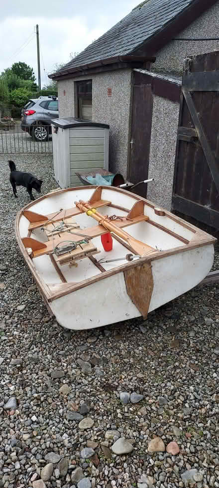 Photo of free Fiberglass and wooden boat with oars and anchor (Glenury AB39) #2