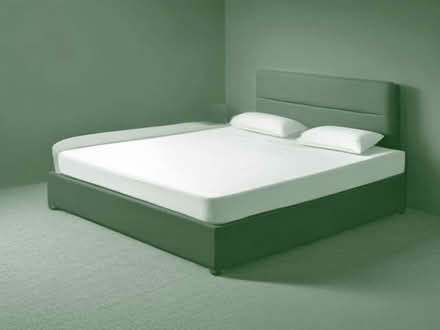 Photo of free Double divan bed base and grey upholstered headboard (Southfield BB9) #1