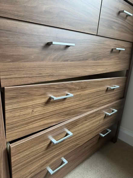 Photo of free Wooden-effect chest of drawers with 6 drawers and silver han (South Bermondsey SE16) #1
