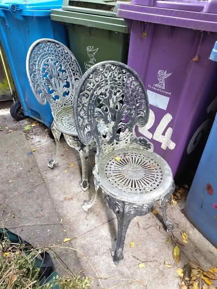 Photo of free Two metal outdoor chairs (Olive Mount L15) #1